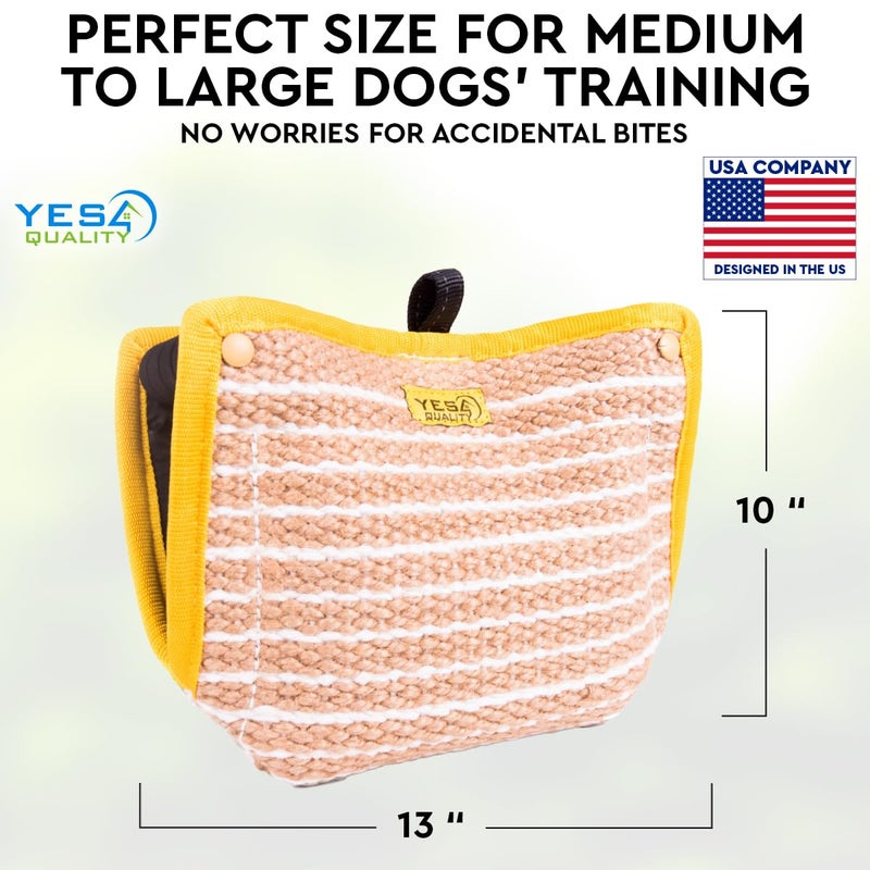 YES4QUALITY Durable Dog Bite Wedge 13x10 Inches, Safe Biting Pillow w/ 2 Comfy & Strong Handles, Tough Jute Tug Toy for Med to Large Dogs, Ideal for Tug of War, K9, IPO Schutzhund & Puppy Training - Image 4